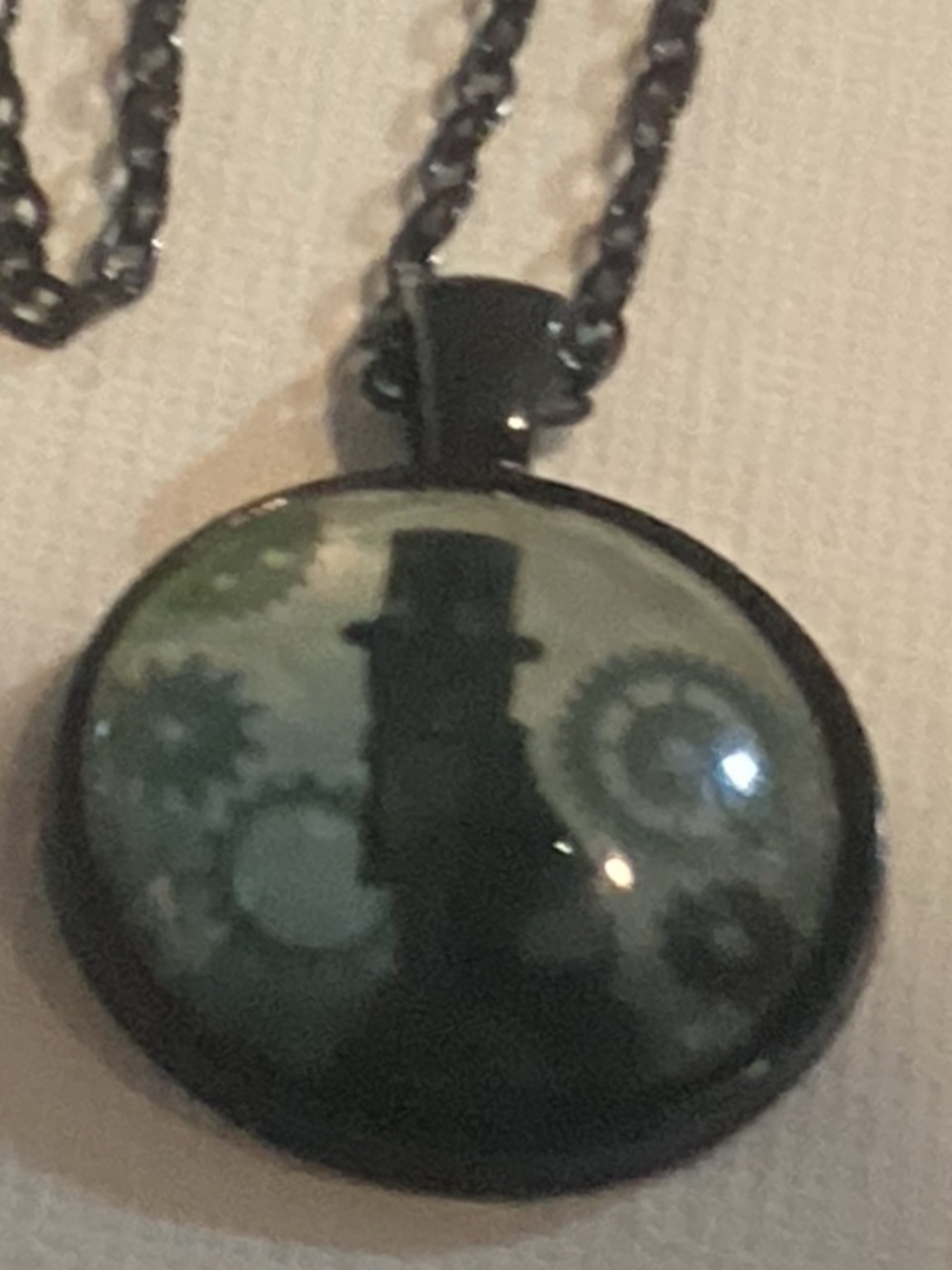 Cat in Top Hat - Steam Punk Medallion with 19” Black Chain